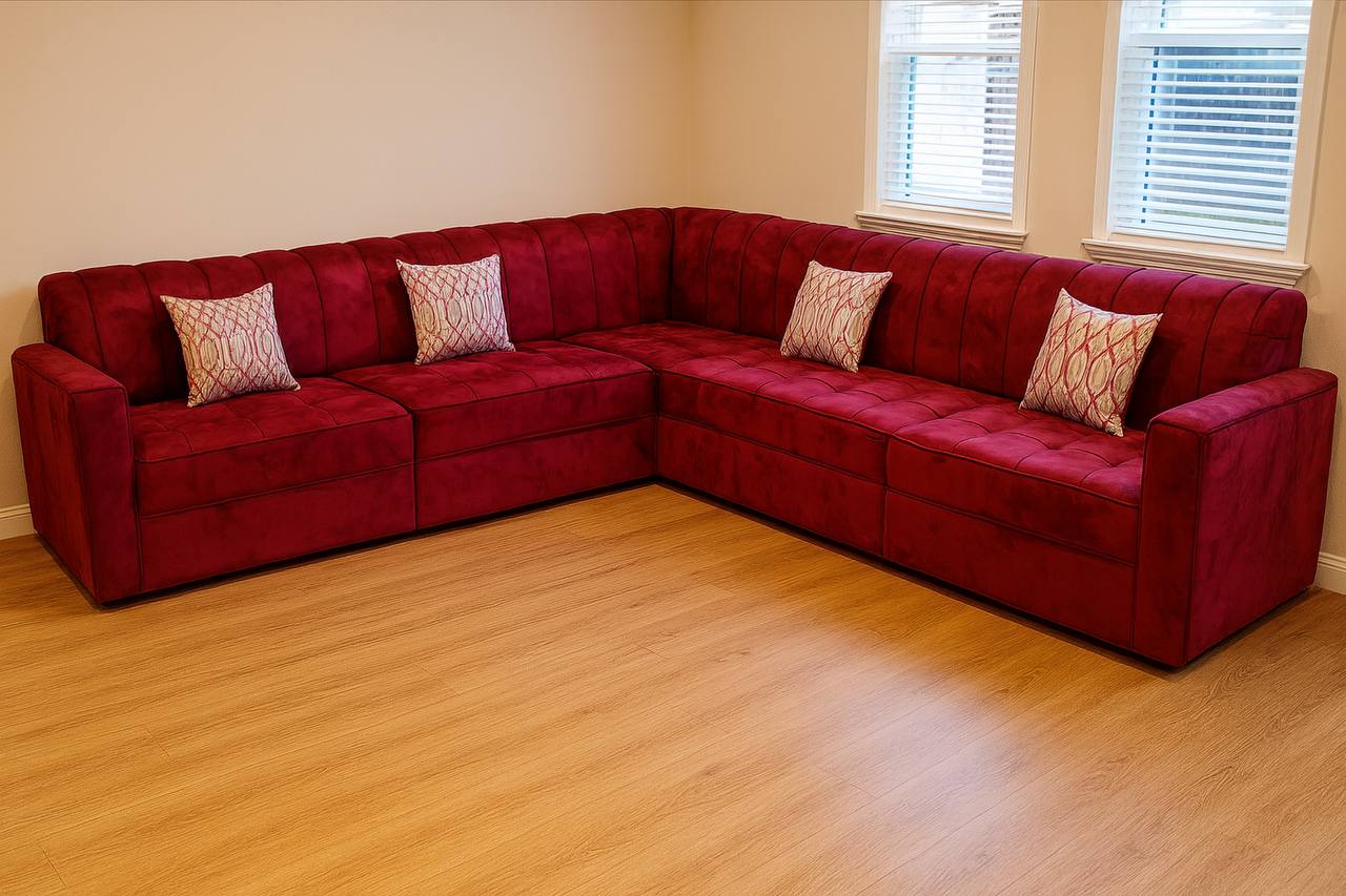 Premium L Shape Sofa ( Red )